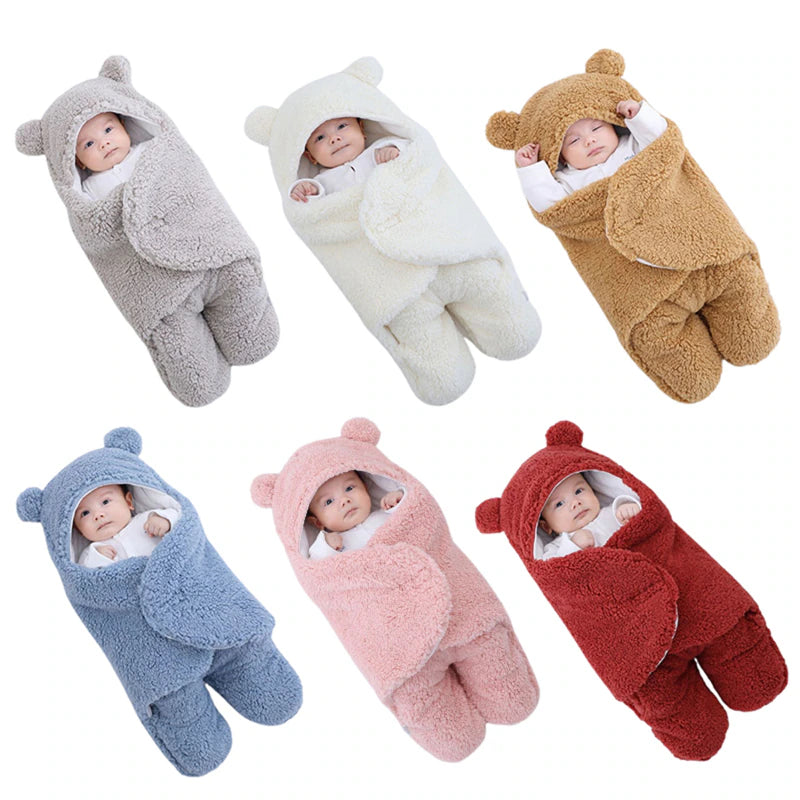 Cute Newborn Baby Boys Girls Blankets Plush Swaddle Wrap Ultra-Soft Fluffy Fleece Sleeping Bag Cotton Soft Bedding Baby Stuff